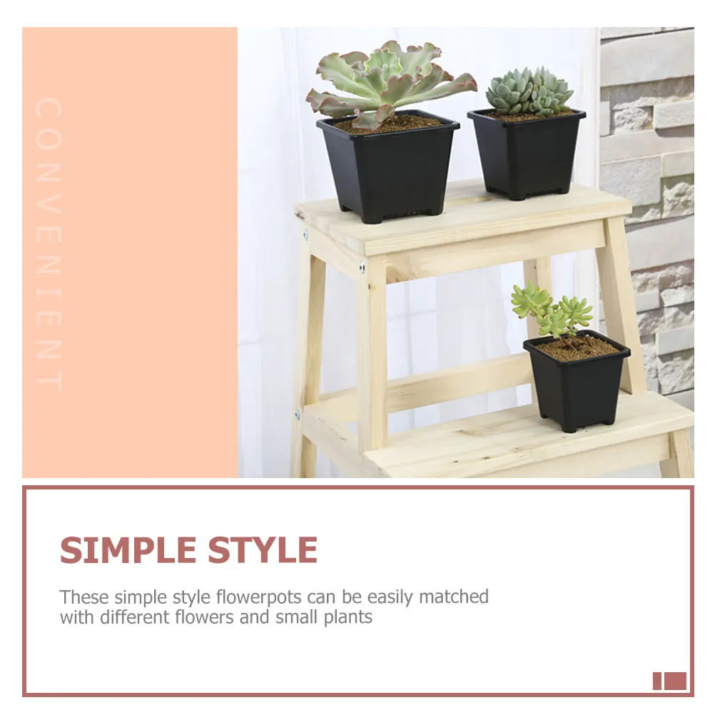 

6pcs Thickened Square Flower Pots Plastic Planting Containers For Indoor Garden Succulent Plant Pots Gardening Supplies Rose