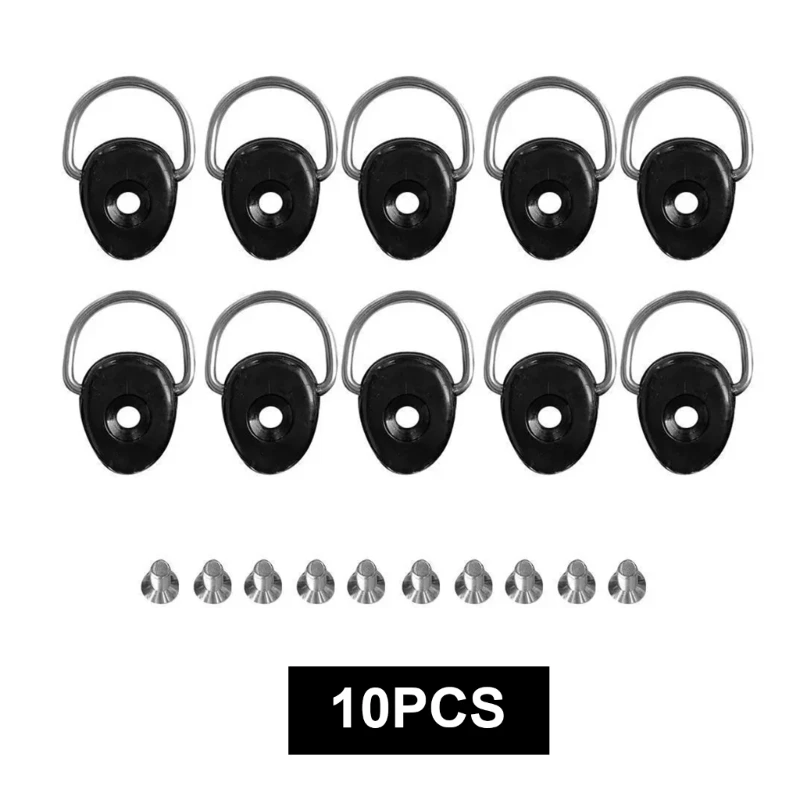 10Pcs Kayak D Rings with Screws Elastics Rope Pull Buckles Hardware Enduring Dropship