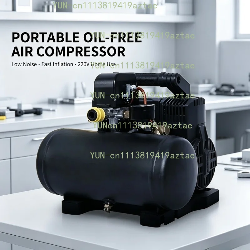 220V Portable Oil Free Silent Air Compressor, Mini Low Noise Air Pump for Home Woodworking Paint Spraying