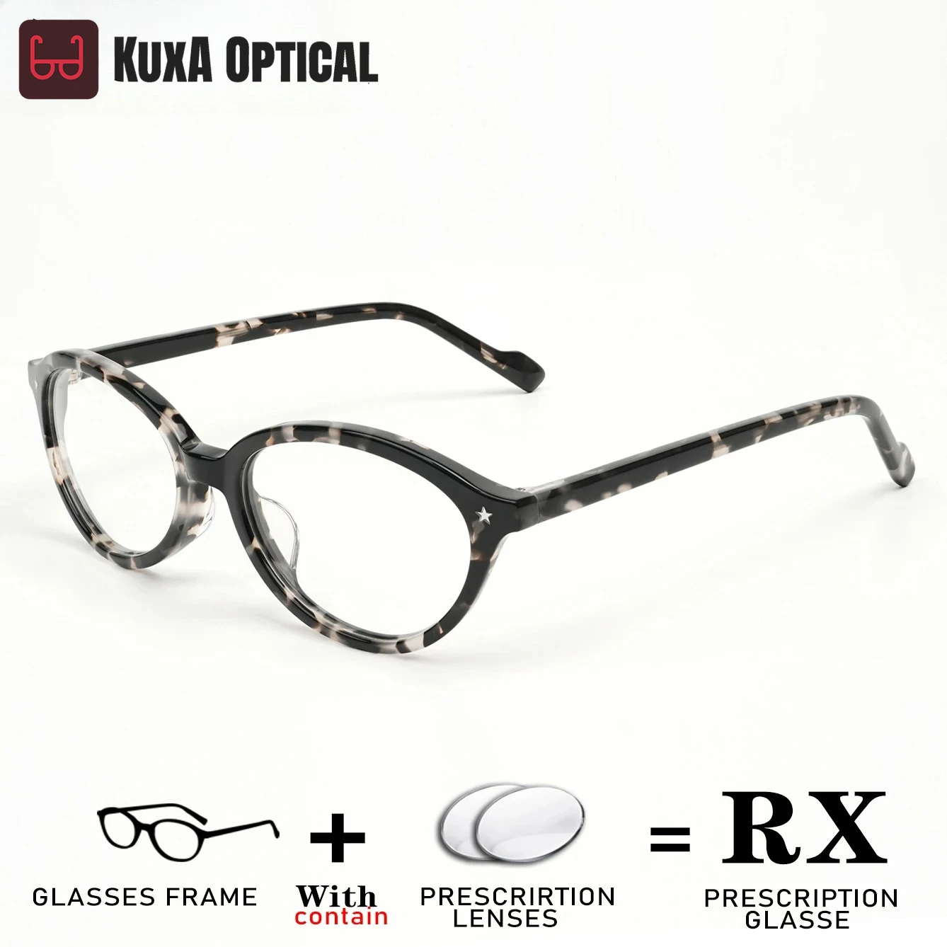 

KUXA Optical Eyeglasses For Women Prescription Glasses With Myopia Hyperopia Progressive Distance Reading Recipe Acetate Eyewear