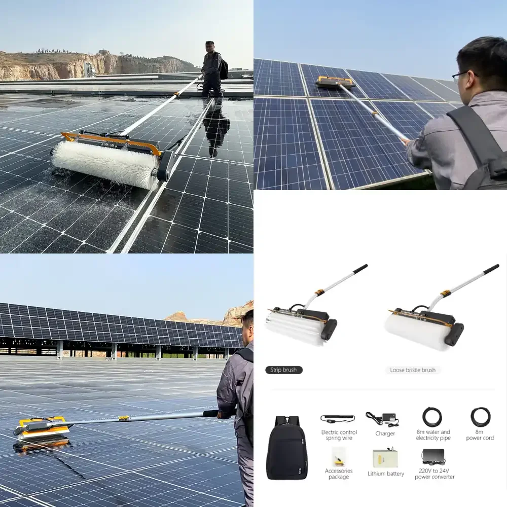 2026 HOT Zhenda Factory AC Power 5.5M roller head photovoltaic brushless motor waterproof solar panel cleaning Brush