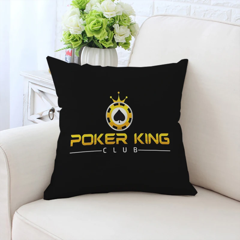 Poker pillowcase double-sided printed short plush sofa cushion cover chair backrest cushion headboard backrest 40x40cm