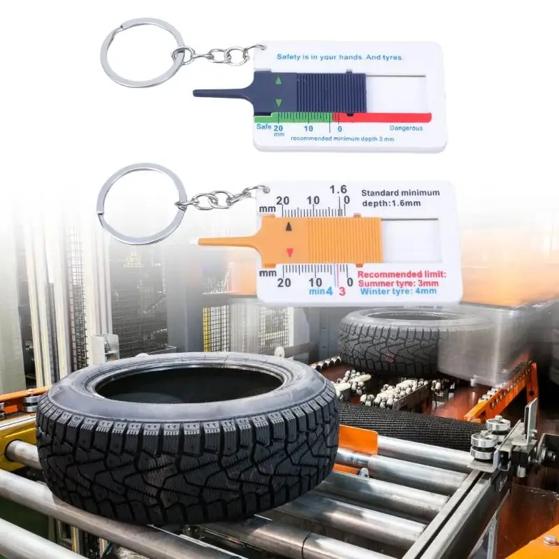 

L74D 4PCs Automotive Tire Depth Measurer 0 to 20mm Ranges Strong Plastic Gauges with Keychains Attachment for Vehicles Bikes