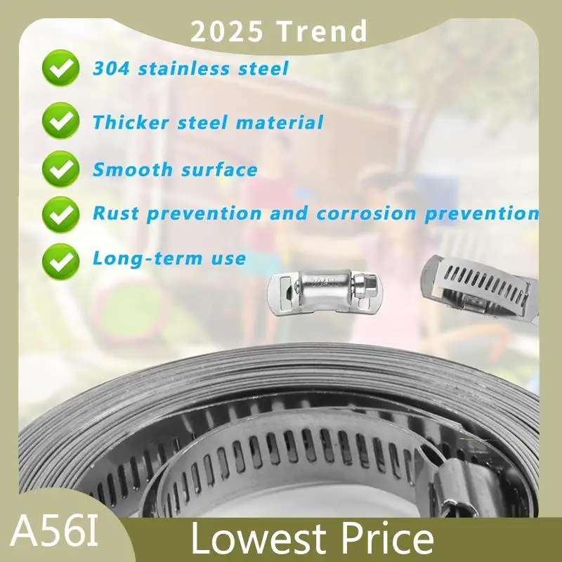 ABDD Hose Clamp 12Ft 10 Pieces Strong Fastener Combo Kit Adjustable Pipe Clamp Band Clamp For Pipeline Automotive Mechanics