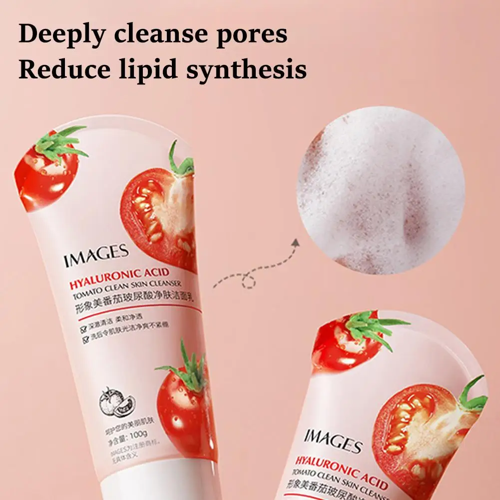 Limpiador Facial con ácido hialurónico de tomate, limpieza Facial Suave y opaca, hidratante de poros, mejora el lavado de la cara, producto de limpieza F6D9