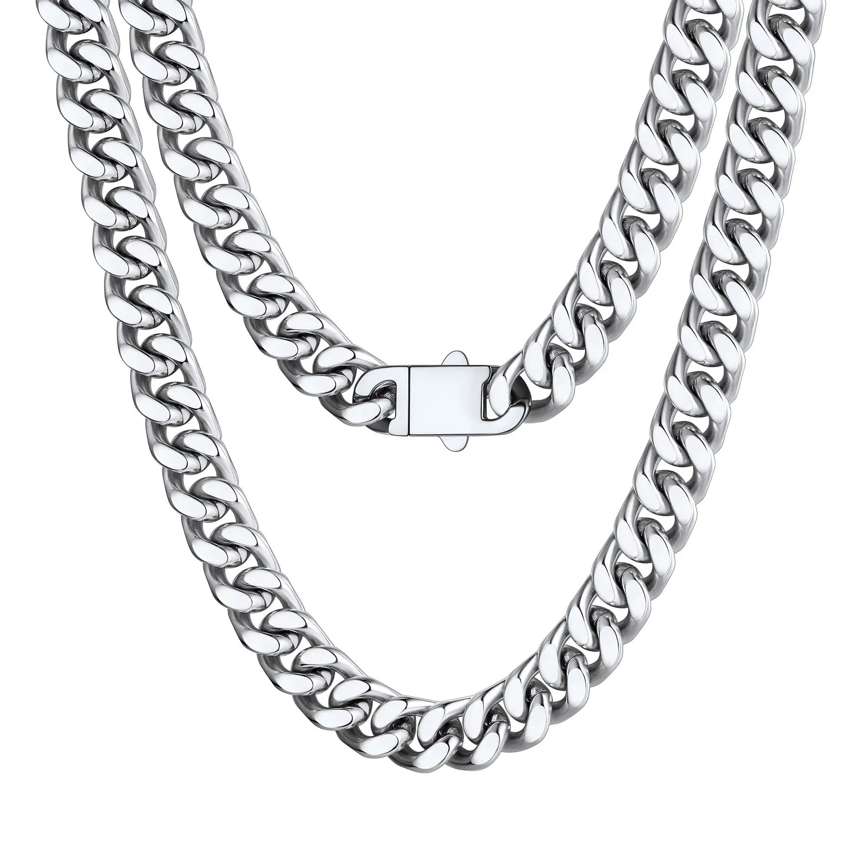 8-16mm HipHop Miami Curb Cuban Chain Necklace Stainless Steel Men Cuban Link Chain Rappe Jewelry