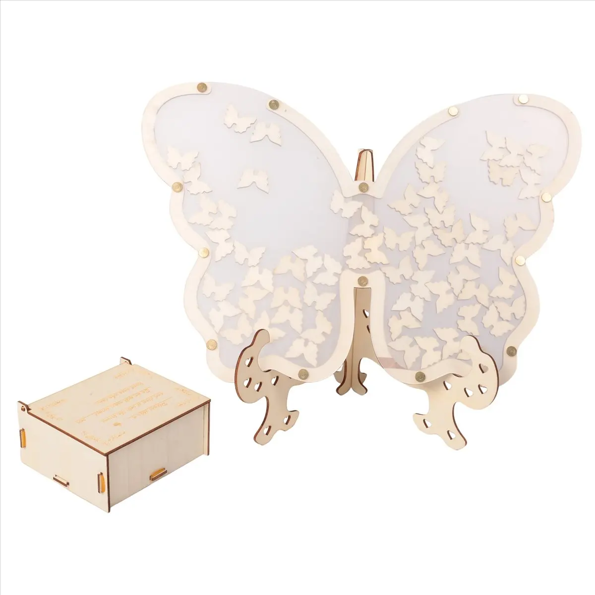 【37% OFF】White Wedding Guest Book Alternative for 40 Guests to 200 Guests, Drop Wooden Butterfly Frame with Small Butterflies