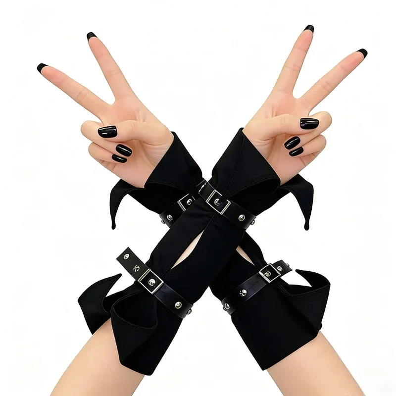 Punk Black Sleeve Cover Rivet Gothic Arm Warmer Street Style Cool Unisex Accessory Dark