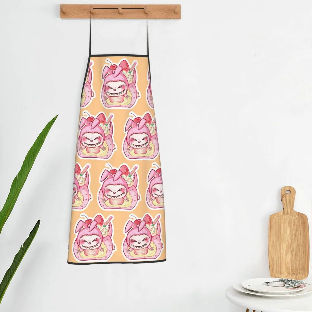 Custom Unisex L-Labubues Kawaii Cartoon Hot Kitchen Chef Cooking Baking Apron Men Women Tablier Cuisine for Gardening