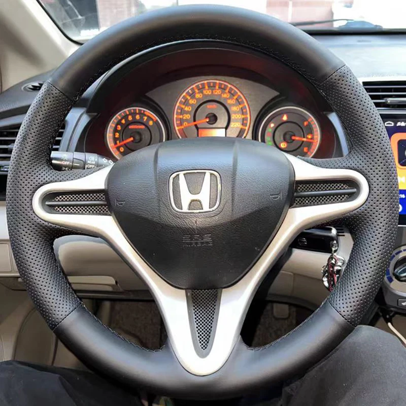 

Artificial Leather for Honda Civic 8 2005-2011 Old Civic Type R 2004-2011 (3-Spoke) Hand Stitched Braid Car Steering Wheel Cover