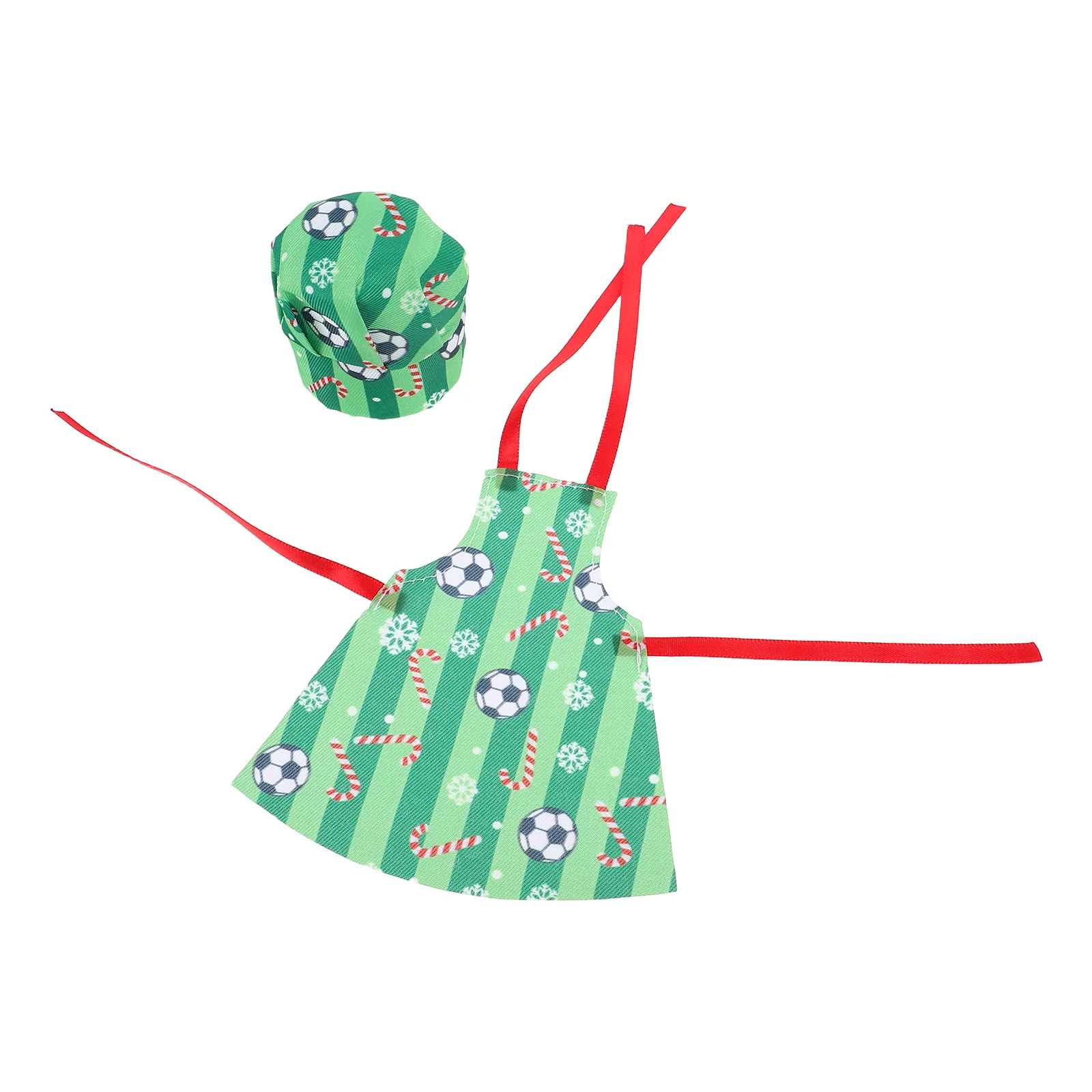 

1Set Christmas Chef Costume Apron Hat Set Realistic Soft Materials Chef Outfit for Bjd Holiday Role Play