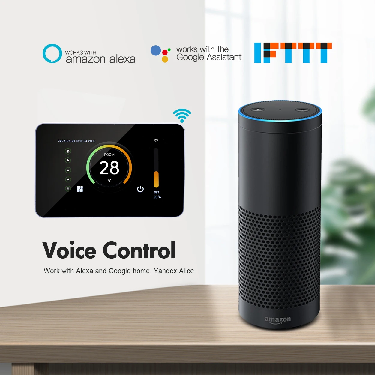Termostato inteligente Tuya WiFi, controlador de temperatura Celsius de calefacción con/Fahrenheit, pantalla táctil LED, funciona con Alexa y Google Home