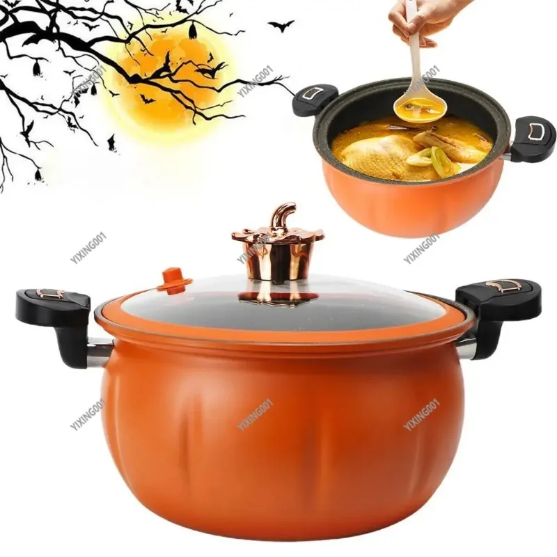 8L Large Capacity Pumpkin Micro Pressure Pot, Non-Stick for Stew Soup & Steaming, Household Kitchen Cooker