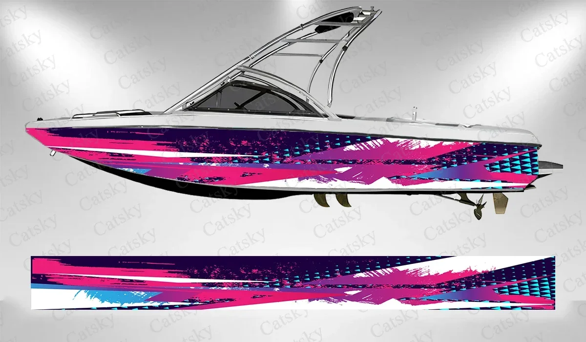 

Line ink abstract modern graphics Boat sticker vinyl boat pontoon deck boat fishing self adhesive decorative pontoon boats decal