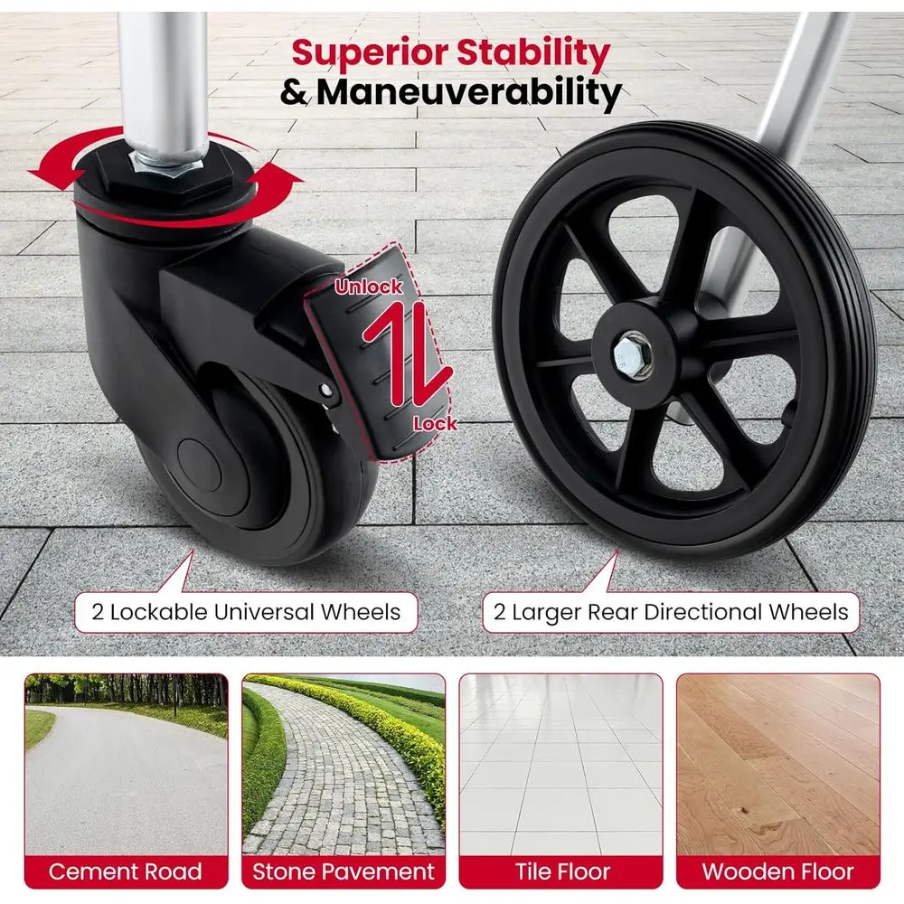 كرسي دش قابل للطي 4 في 1، سعة 330 رطل، كرسي متحرك محمول لكبار السن والمعاقين