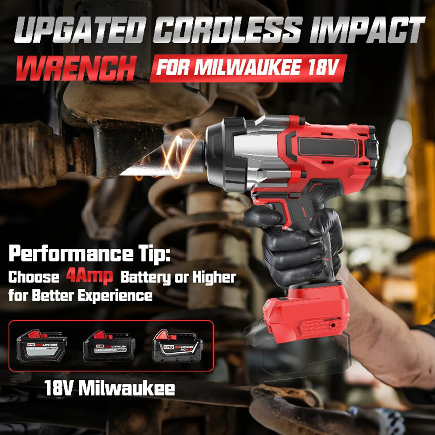 Cordless Impact Wrench 1/2 inch For Milwaukee 18V battery,1600 Ft-lbs (2200N.m) brushless High torque impact gun (no battery)