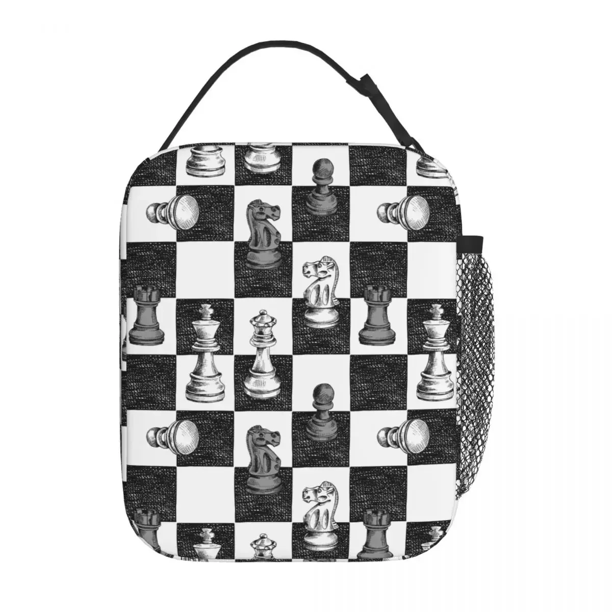 Board Game Chess Figures Checkered Lunch Bag Black and White Checkboard Lunch Food Box New Arrival Cooler Thermal Lunch Box