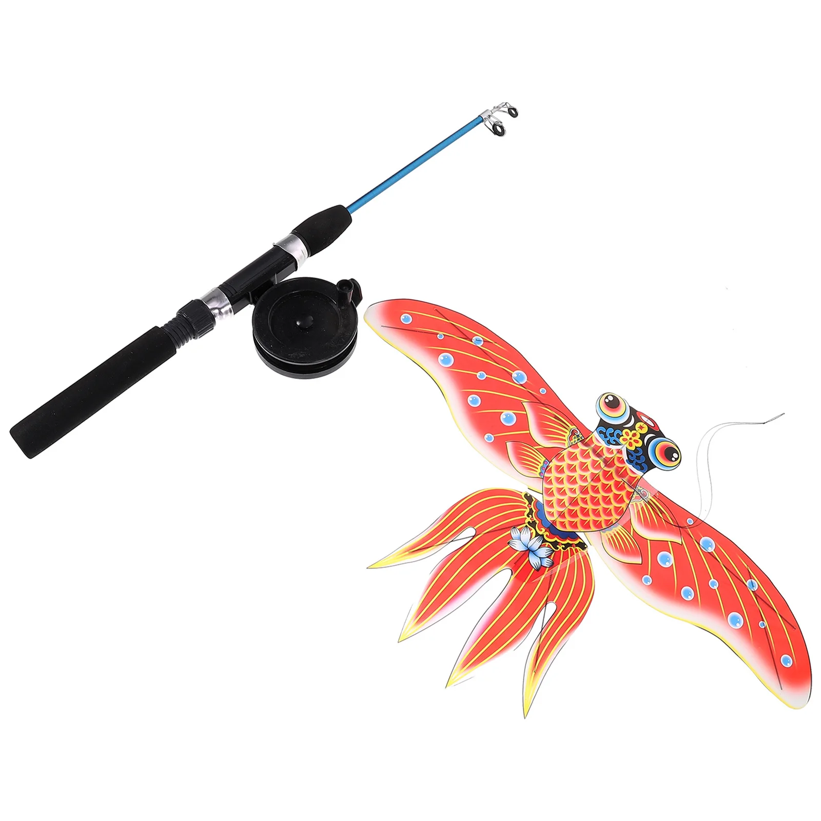 1 conjunto de vara de pesca kite design animal durável flexível ao ar livre dos desenhos animados pipa para crianças dos desenhos animados pipas brinquedos voadores
