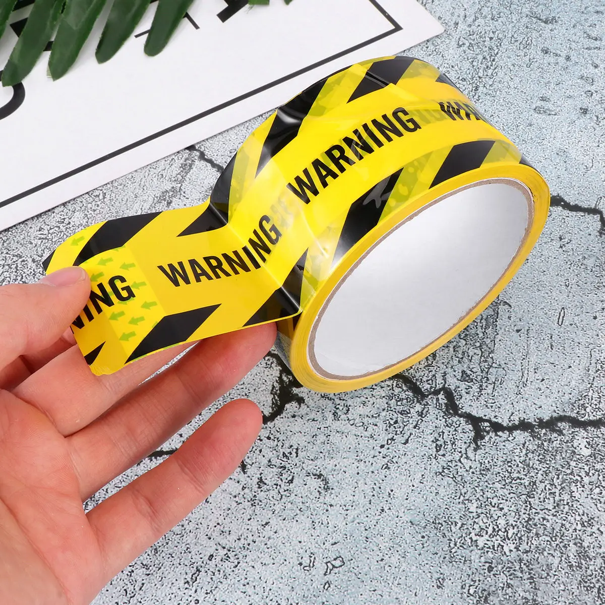 1 Roll Weatherproof Self Adhesive Caution Tape Bright Yellow Black Traction Enhanced Safety Stripes Tape for Indoor Outdoor