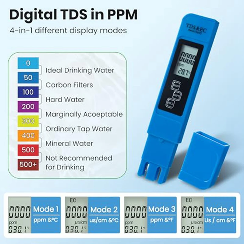 Digital PH And TDS Meter Combo, TDS EC Temperature Meter, PPM Water Quality Test Kit For Drinking Water, Swimming Pool Durable