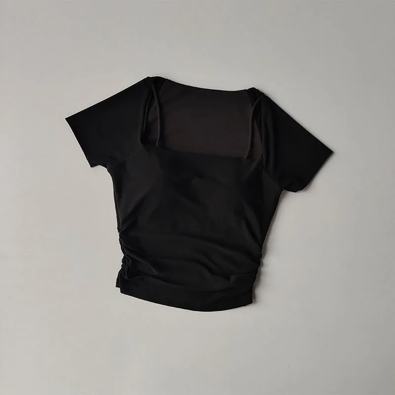 Sommerliches Neues Zweiteiliges Yoga-Kleid mit Fester Brustpolsterung, Sport-Mesh-Kurzärmeln, zum Tragen beim Laufen, Sport und Fitness. – Detail 7