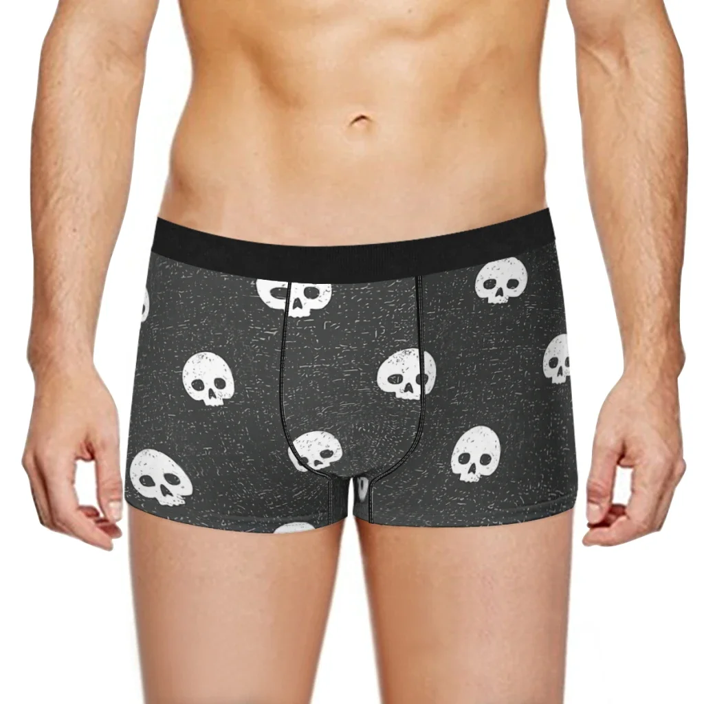 Skull Dot CoalSkull StyleUnderpants Cotton Panties Man Underwear Comfortable Shorts Boxer Briefs