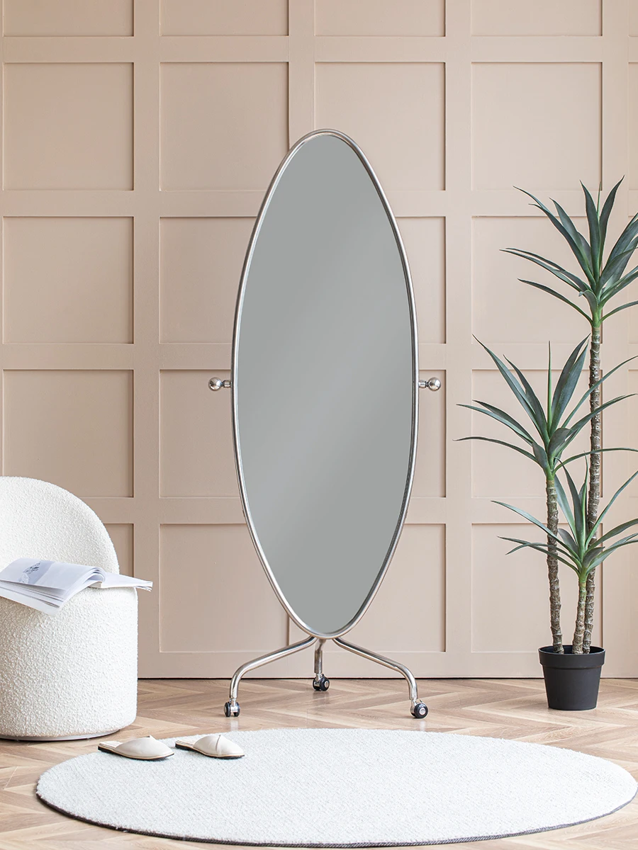 INS Style Mobile Bedroom Surfboard Mirror Full-Length Mirror Floor Mirror Household Movable Simple Dressing Mirror