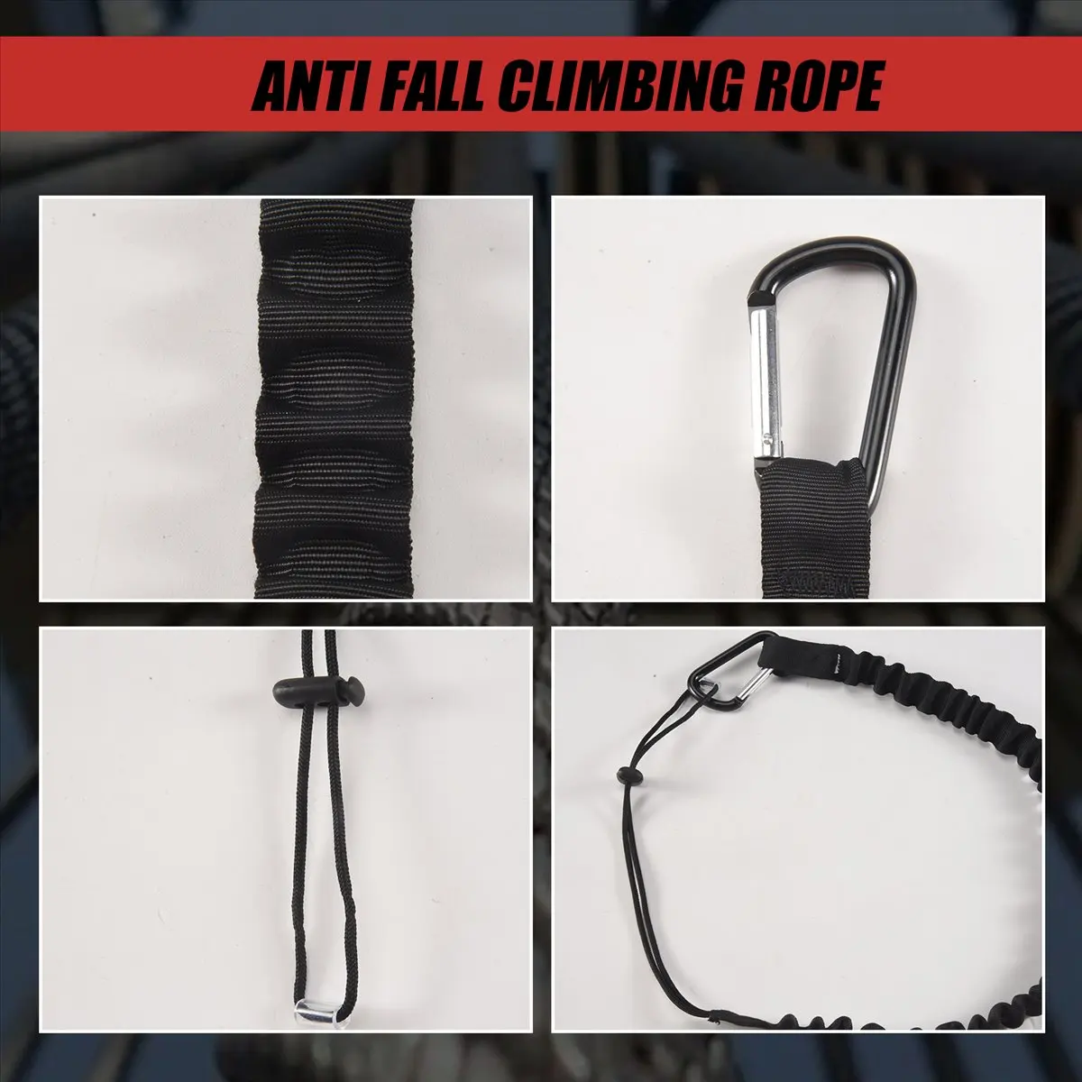 ABKM 6 Pieces Tool Lanyard,Outdoor Tool Rope,High-Altitude Fall Prevention Safety Rope,Retractable Elastic Tool Rope,Black