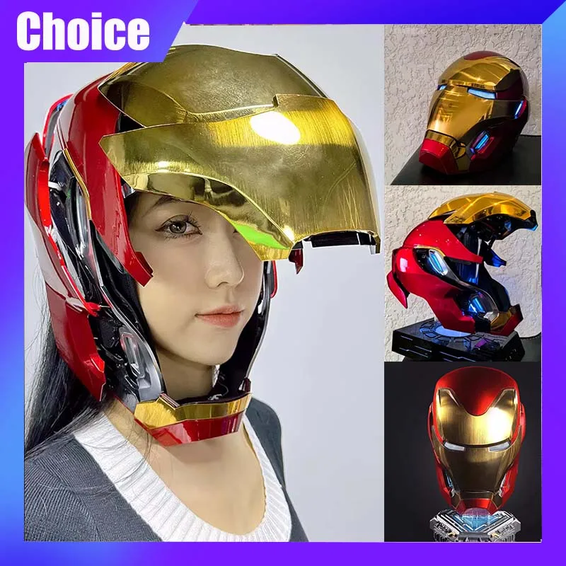 

Iron Man MK50 Figure Cos Mask Helmet Mechahead 1/1 Remote Voice Control Automatic Helmet Mask With LED Light Figure Toy Gift