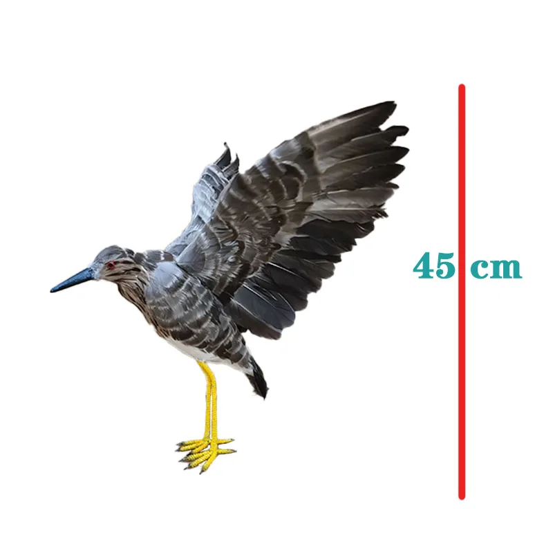 Night Heron Bird Model 45cm Foam And Feather Wings Garden Decoration Real Life Bird Sculpture Gift
