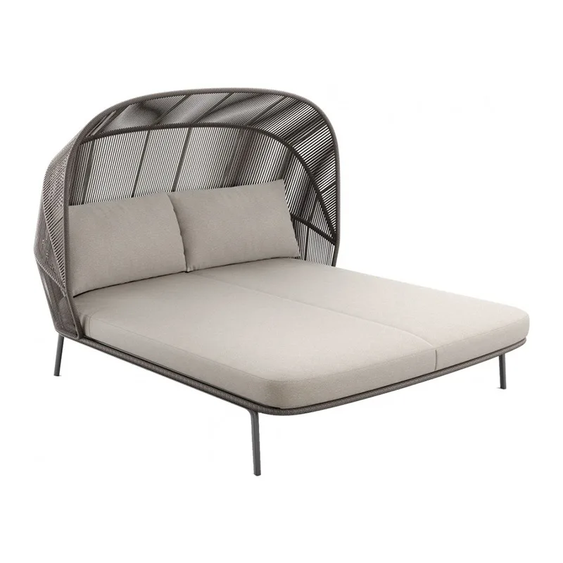Nordic outdoor simple modern rattan sofa, pedal rattan chair coffee table courtyard garden terrace bed weaving double