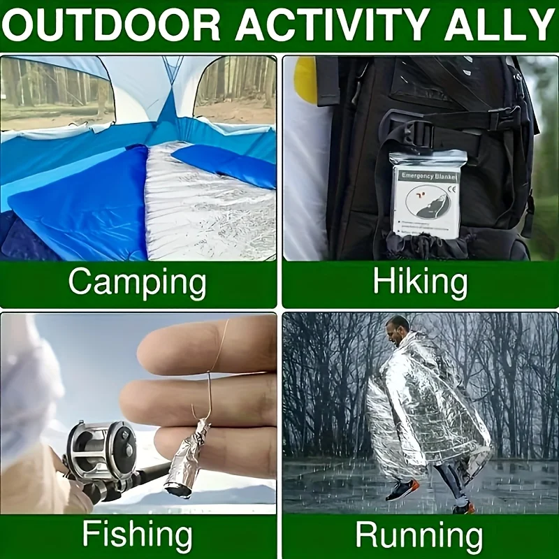 2/15pcs Large Emergency Survival Blanket Portable Aluminum Foil Insulation Film for Outdoor Hiking Camping Essential Safety Gear
