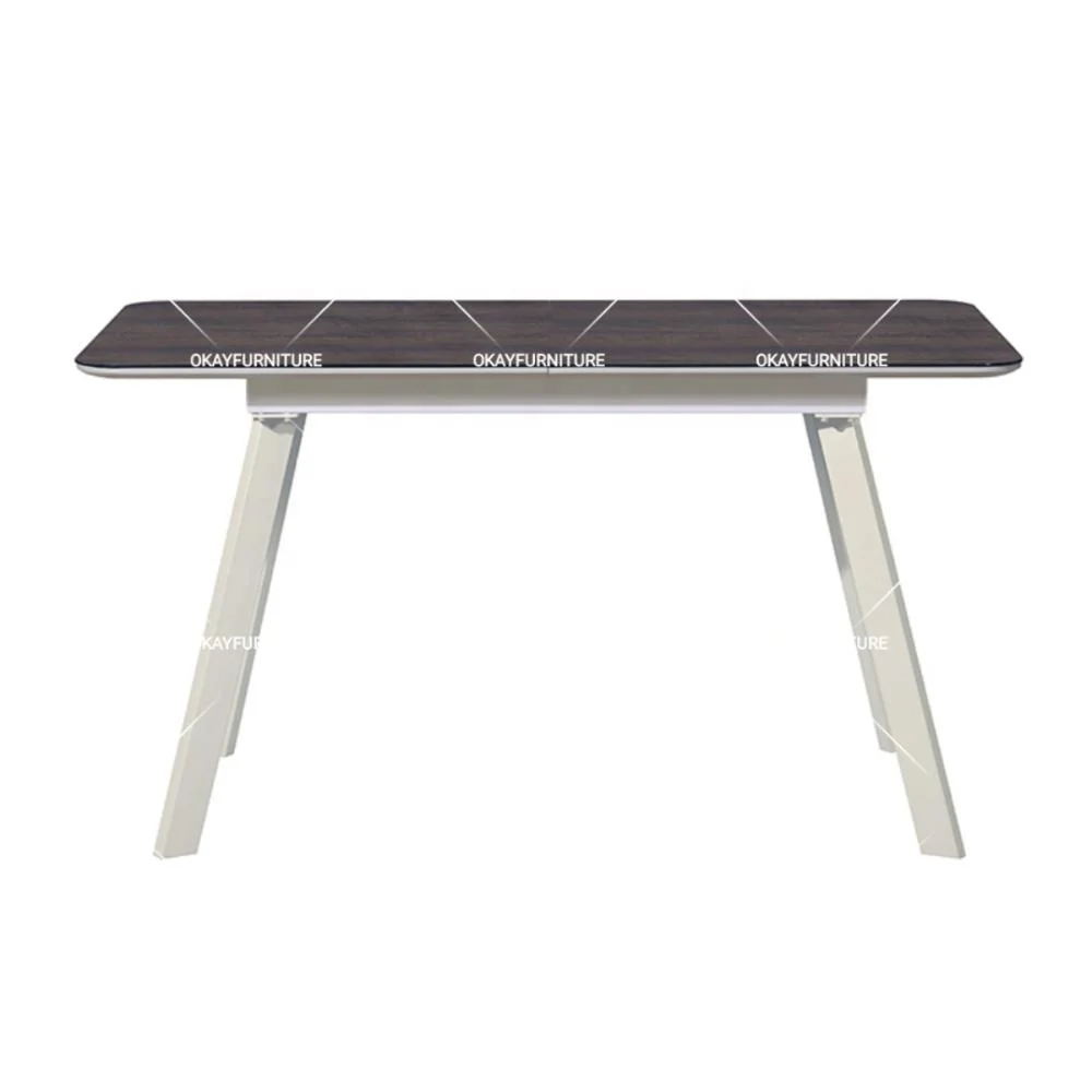 تصميمات طاولة طعام حديثة من الفولاذ المقاوم للصدأ قابلة للتمديد MDF #5