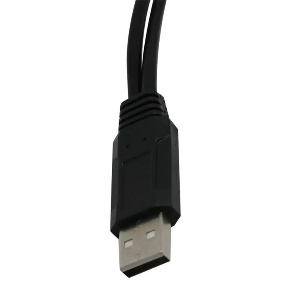 Durable Black Dual Female A-Male To 2 A-Female USB2.0 Power Adapter Data Cables USB Extension Y Cable Y Splitter