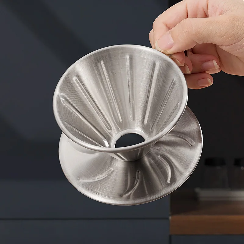304 Stainless Steel Hand Filter Pour Over Drip Coffee Maker  Funnel Dripper Strainer Cup V Shaped Degrees Coffee Filter
