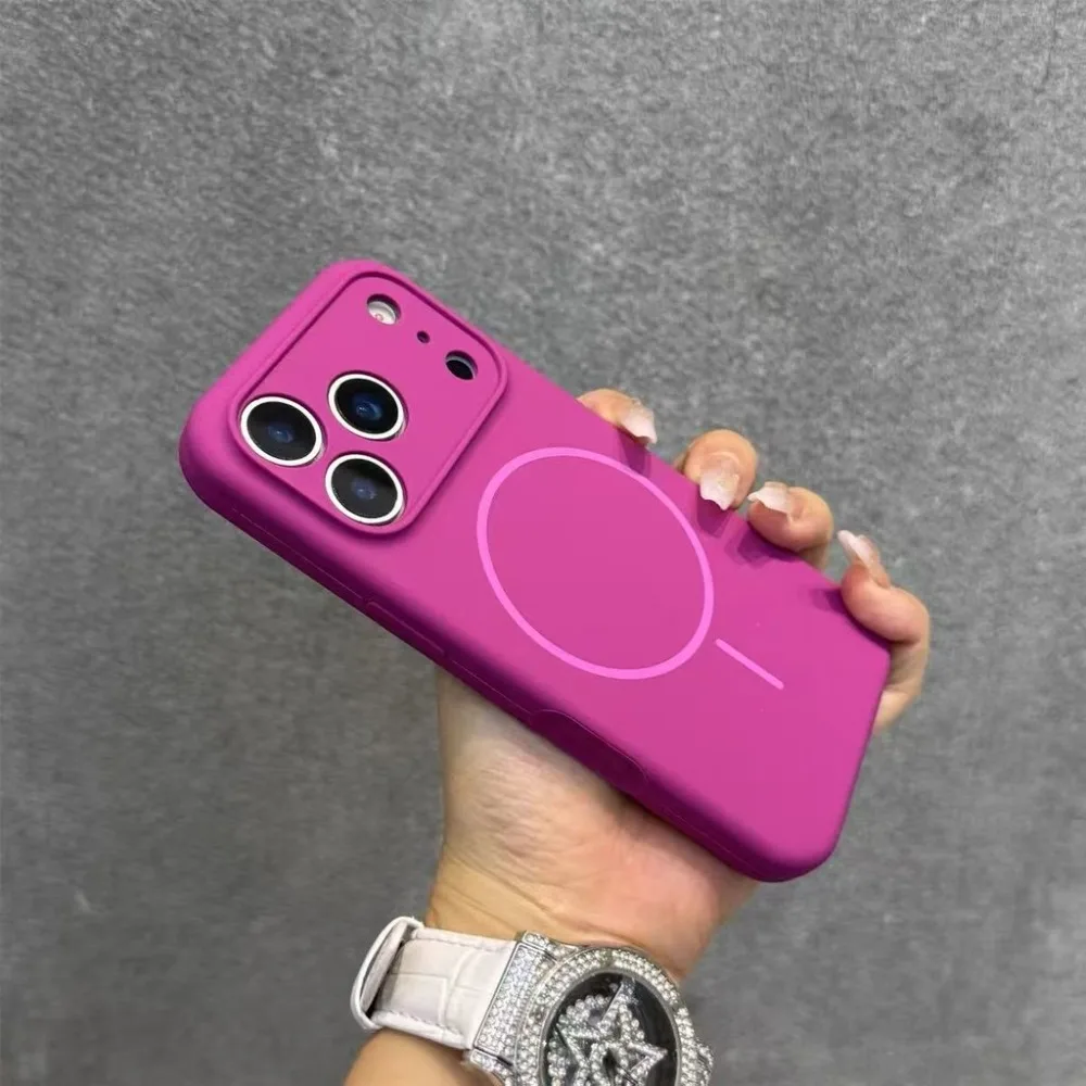 حافظة هاتف مغناطيسية من السيليكون السائل الأصلي لهاتف آيفون 17 16 14 15 Plus 12 13 Pro Max 17 Air لغطاء الشحن اللاسلكي Magsafe