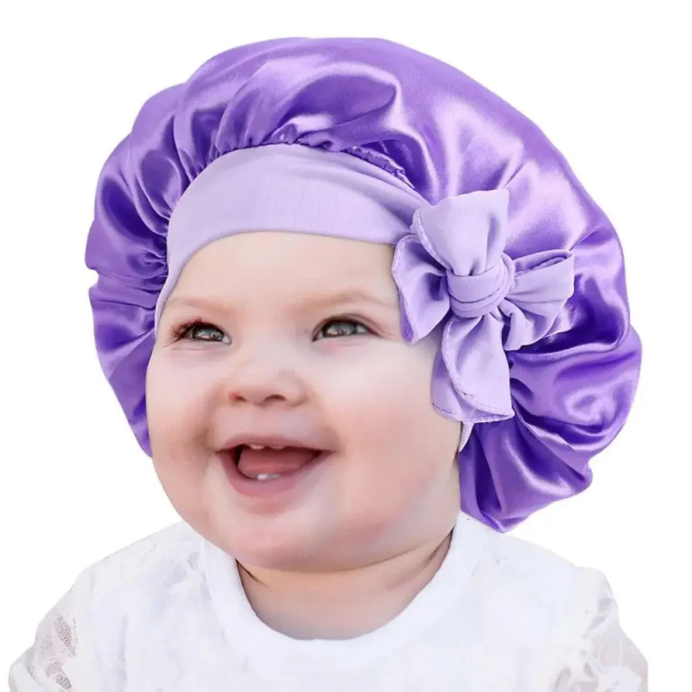 Headscarf Satin Fabric Silk Infant Nightcap Bath Cap Tied Baby Accessory Toddler Apparel 2024 New