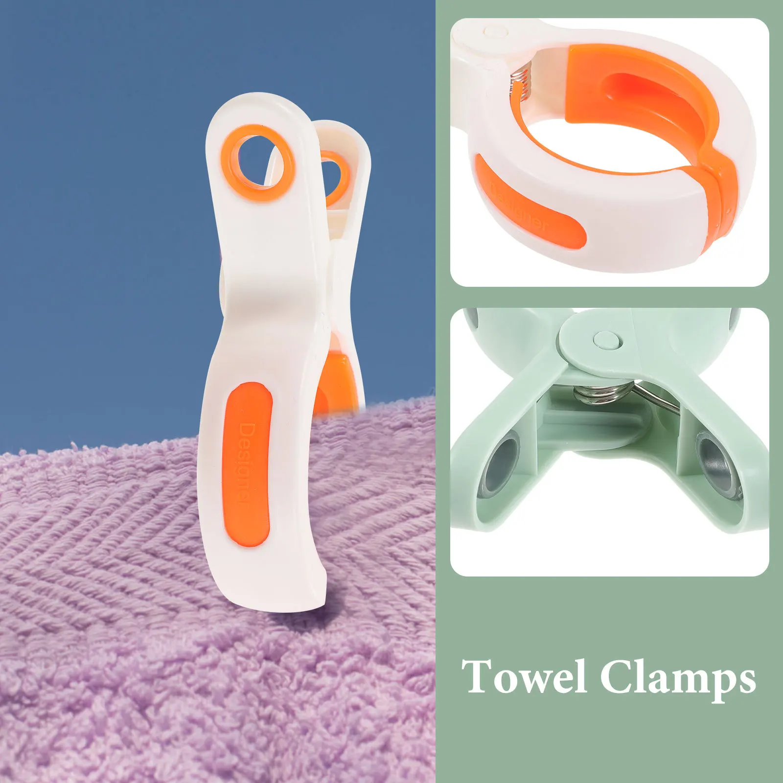 10Pcs Beach Towel Clips PP Plastic Laundry Pegs Large Quilt Clips Windproof Clothes Holder for Pool Chairs Lounge Chair Scarves