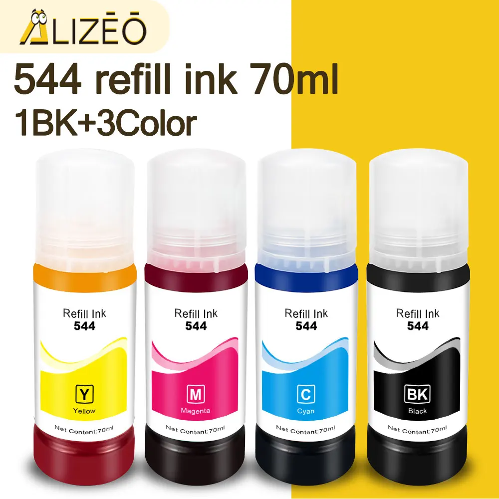 

544 Dye Ink For Epson EcoTank Bottle Refill Kit Fit CISS Compatible L3150 L3110 L3100 L3210 L3250 L1110 5190 Inkjet Printer