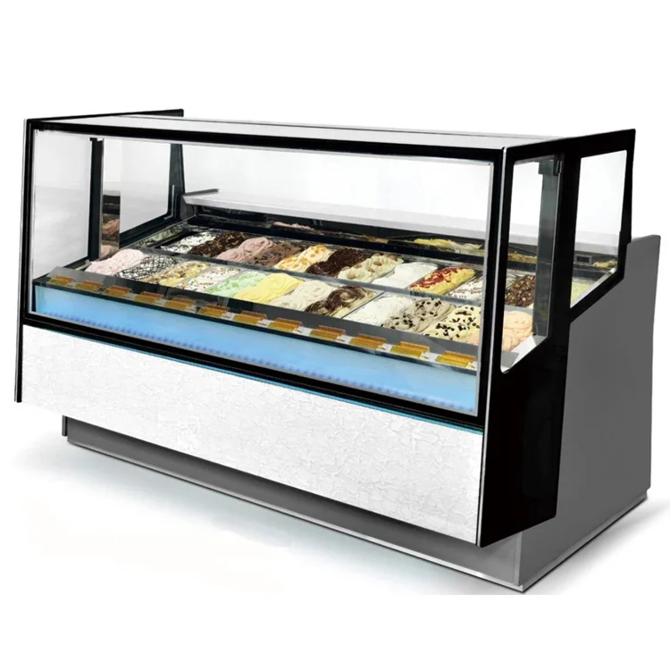 Commercial 24 Tray Ice Cream Ice Cream Display Freezer 110V Ice Cream Display Cabinet with CE