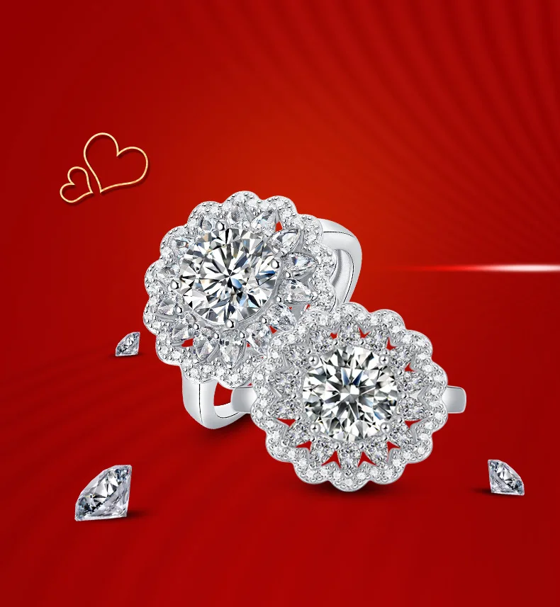 2ct D Color Moissanite Ring for Women GRA Certified Lab Diamond Engagement Wedding Band 925 Sterling Silver Luxury Rings Gift