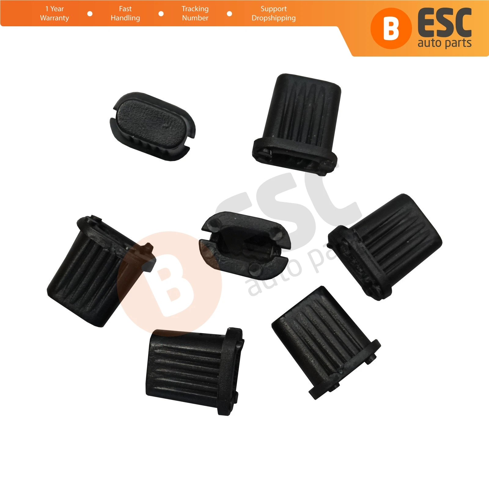 ESC ECF5035 10 Pieces Side Moulding Clip BLACK 7703081185-699796 for Renault Megane Kangoo Clio Peugeot Citroen Dacia Opel