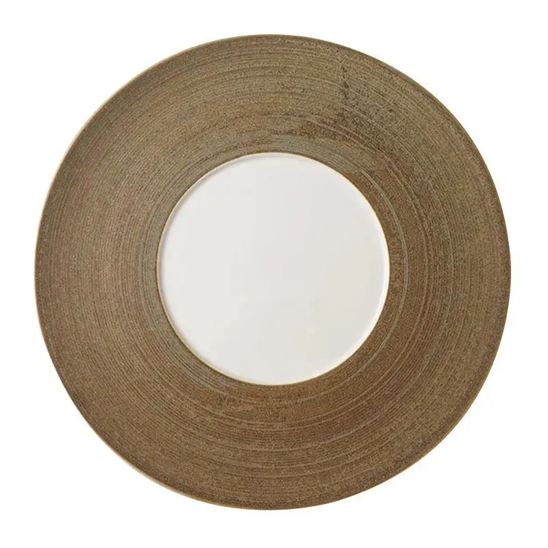 Ceramic Wide Flat Plate Restaurant Steak Dessert Dim Sum Plates Molecular Cuisine Specialty Tableware