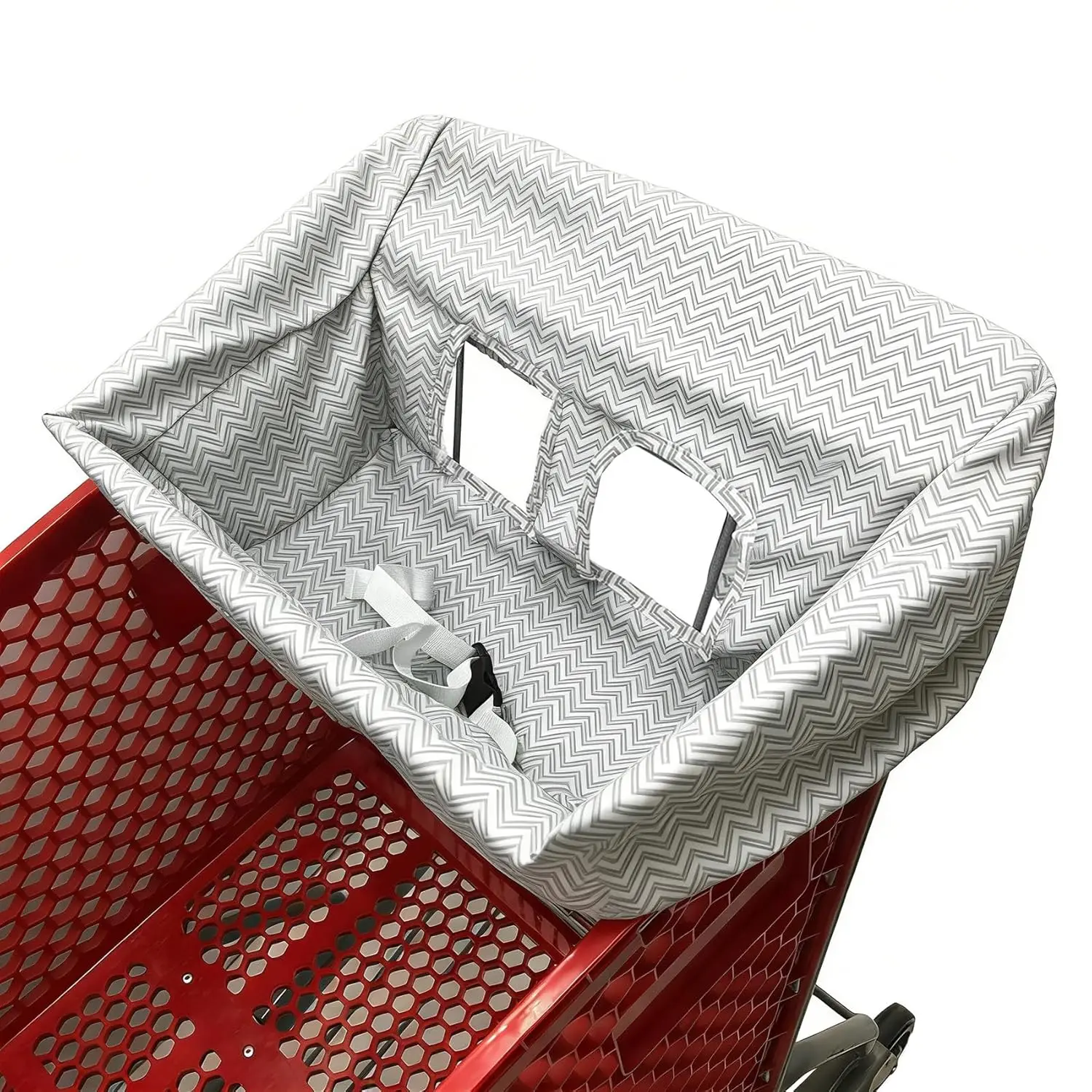 Funda portátil para carrito de compras para bebé, silla alta y carrito de supermercado, con bolsa de transporte adjunta (gris chevron)