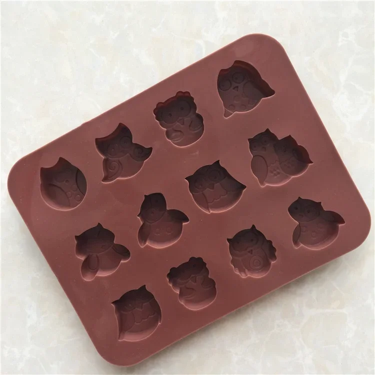 Enconomic Silicone 12-Owl Cake Decorating Mould Candy Cookies Chocolate Soap Baking Mold