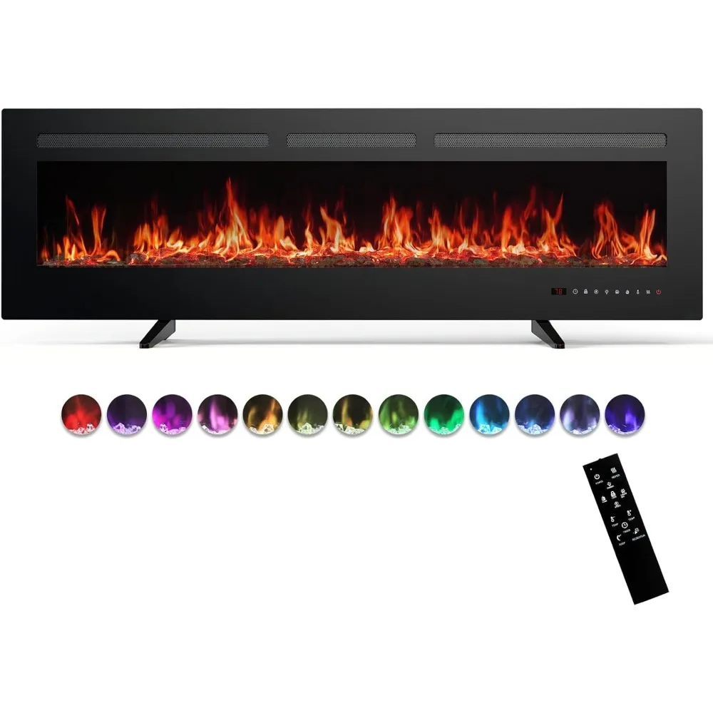 

1500W/750W Wall Mounted or Embedded Fireplace and Standalone Electric Fireplace Heater, with Remote Control and Touch Screen