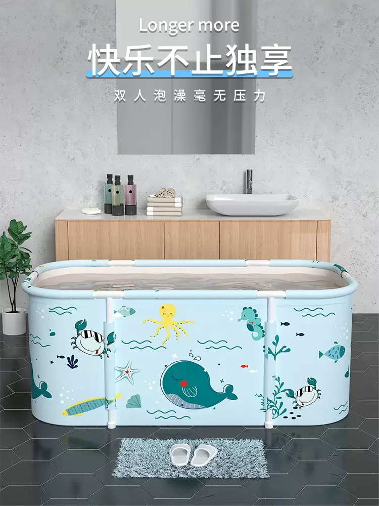 Foldable Bath Tub for Adults, Large Body Soaking Tub for Household, Comfortable Children Bathing Tub, Long-Lasting Insulation