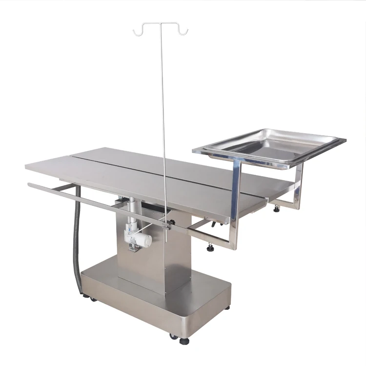 High quality Fully electric controlled stainless steel veterinary operation table Wheeled mobile pet operating table