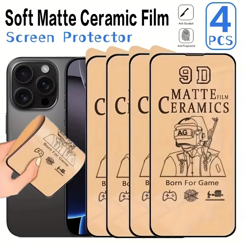 4PCS Matte Keramik Film für iPhone 17 Pro Max 14 15 16 11 12 13 Mini 6 8 7 Plus Screen Protector für iPhone XS MAX X XR SE Film