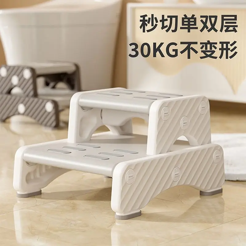 Thickened Non‑Slip Height Up Foldable Step Stool Stable Foot Pedal for Bathroom Sink Washing Face Toilet Restroom Use Ottomans